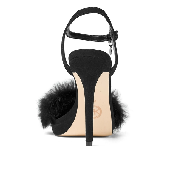 NEW! MICHAEL KORS Women's Rabbit Fur Trim Black Sexy Heels Open-Toe Pumps NWB - Picture 6 of 8